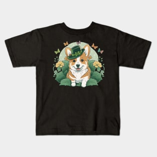 Corgi Lover Shamrock Happy St Patricks Day Kids T-Shirt